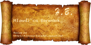 Hlavács Benedek névjegykártya